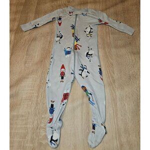 Hanna Andersson Footed Pjs Pajamas Size 60 Cm Us 3-6 Months Gray Winter Animals
